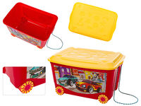 Cutie pentru jucării Plastishka 45l, 58X39X33cm, rosie, cu roti