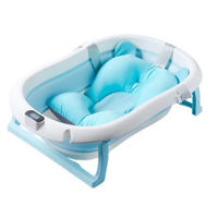 Cădiță U-Grow UGCT-0055-BL Cadă pliabilă cu pernuță și termometru încorporat, albastru