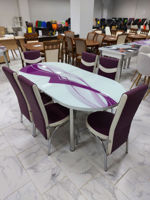 Set oval 840 + 6 scaune Merchan violet cu alb