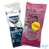 Dorco Pace 4 Pro Razor portabil 4 lame N1+Dorco Eve 2 Razor portabil 2 lame N5 femei CADOU