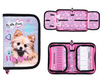 Penar 21X14X3.5cm My Little Friend Pink Dog, textil, cu 2 buzunare