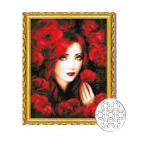 Картина по номерам Art Gallery GA79956 Mozaic cu diamante 40x50cm Fata printre flori rosii