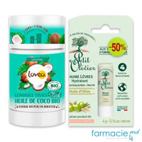 Lovea Stick exfoliant fata ulei de cocos 40g + Le Petit Olivier Balsam pt buze nutritiv cu ulei de Olive 4g (-50%)