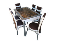 Комплект Келебек ɪɪ 1123 + 6 стульев Merchan коричневые с белым