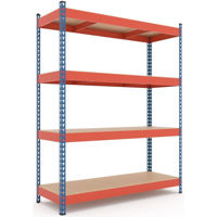 Cтеллаж складской Nex Home Raft metalic Titan 1800x1200x500mm, 4 nivele MDF, Blue/Orange
