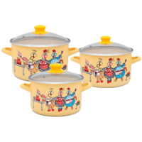 Набор посуды Promstore 51771 Set cratite emailate Chickens 3buc (2.2l, 3.1l, 5.4l)