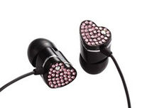 E11002 ELECOM HEART "Gem Drops" Jewel Type Stereo Headphones - (Black, Pink topaz), 20 Hz to 20 kHz, 16 Ohm, 100 dB/1 mW (mini casti/мини наушники)