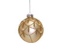 Glob din sticla pentru brad cu ornament diverse culori, 90mm