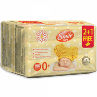 Set 3*Smile Baby Servetele Umede, extract Musetel si Aloe, 60 buc. (2+1 Gratis)