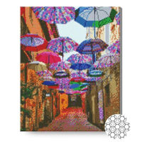 Tablou pe numere Art Gallery GA87403 Mozaic cu diamante 40x50cm Umbrele multicolore