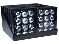 Set globuri 12X57mm, 4mate, 8lucioase, argintii, in cutie