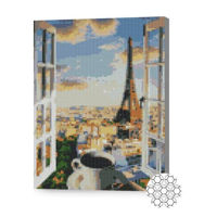 Картина по номерам Art Gallery XQB76778 Mozaic cu diamante Cafea cu privire spre Paris 30x40cm