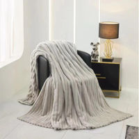 Домашний текстиль Relaxe Home Покрывало Striped Fleece 200x230 см Light Grey