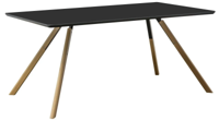 cumpără Masă din PAL cu picioare de lemn şi suport din aluminiu, 1600x900x730 mm, negru în Chișinău