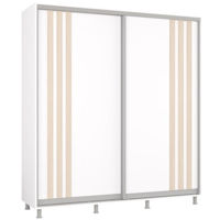 Dulap Mobildor-Lux Aron uși glisante din PAL cu lamele (200x60x200H cm) Alb Brilliant