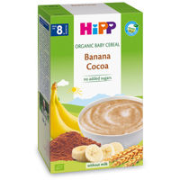 Hipp terci organic din cereale fără lapte banană și cacao, 8+ luni, 200 g