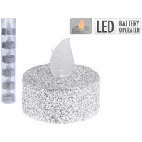 Iluminat decorativ Promstore 48272 Набор свечей LED чайных с блестками 6шт, D3.8cm, серебр