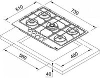 Встраиваемая поверхность газовая Franke 106.0554.392 FHSM 755 4G DC OA E Avena