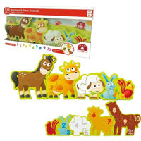 Головоломка Hape E1628 Puzzle din lemn cu cifre Animalele la fermă