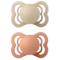 Пустышка BIBS 160350 Set 2 suzete simetrice din silicon Supreme Vanilla/Peach (0-6 luni)