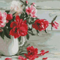 Tablou pe numere Strateg CA-0043 Алмазная мозайка Красные лепестки пионов 30x30