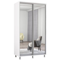 Dulap Mobildor-Lux Aron-S uși glisante din oglinzi (120x60x200H cm) Alb Brilliant