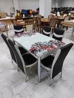 Комплект Келебек ɪɪ 2151 + 6 стульев черные с белым