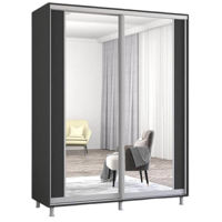 Dulap Mobildor-Lux Aron-P uși glisante din PAL cu oglindă vertical (180x60x210H cm) Anthracite