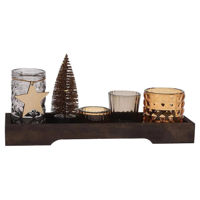 Новогодний декор Promstore 48264 Candelabre din sticla 4buc si LED pe brad, tava 9.5X31.5cm
