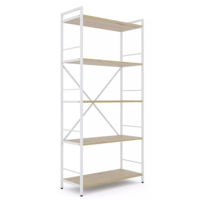 Офисный стеллаж Nex Home Raft metalic Loft 1700x800x350mm, 5 polite PAL, White/Oak Artisan