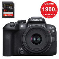 Canon R10 18-45 STM + CASHBACK 1900 lei + Sandisk SDXC 64Gb 200Mb/s