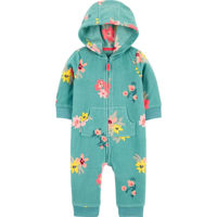 Salopeta Carter's Fleece Flowers Zip-Up Jumpsuit (0+ luni)