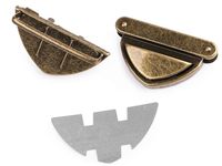 Metal triangular thumb catch bag lock set / vintage brass