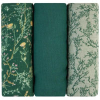Аксессуар для пеленания Kikka Boo 31103010103 Pelinci de muselina Secret Garden Green, 75x75cm, 3buc