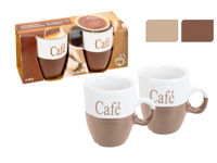 Set cani pentru cafea 2buc, 150ml "Cafe", ceramica, doua culori