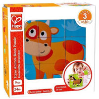 Игрушка Hape E1618 Puzzle cuburi - ferma animalelor (9 buc.)