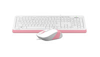 Keyboard & Mouse A4Tech F1010, Laser Engraving, Splash Proof, 1600 dpi, 4 buttons, White/Pink, USB