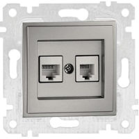 Розетка электрическая Mono Electric Priza de date+tel. (RJ45 CAT6, RJ11 CAT3) mecanism argint