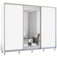 Dulap Mobildor-Lux Aron uși glisante din oglindă și PAL (270x60x220H cm) Alb Brilliant