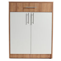 Полка для обуви Andra Pantofar cu doua uși Alb platină, Stejar sălbatic