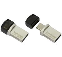 32GB USB3.1/Type-C Flash Drive  Transcend "JetFlash 890", Silver, Metal Case, OTG (R/W:90/25MB/s)