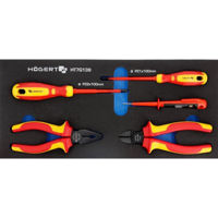 Набор ручных инструментов Hoegert HT7G139 диэлектрические отвертки и клещи 1000V, индикатор напряжения 5 шт.