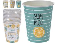 Set pahare din hartie EH Summer lemon 10buc, 250ml, 3 culori