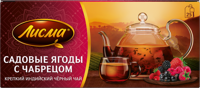 Чай чёрный в пакетиках Лисма "Садовые ягоды с чабрецом крепкий" 25 пакетиков по 1,5 г, индийский, ароматизированный, байховый