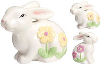 Декор Promstore 42563 Statueta Iepure cu flori, 13cm, portelan