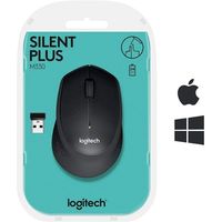 Wireless Mouse Logitech M330 Silent Plus, Optical, 1000 dpi, 3 buttons, Ergonomic, 1xAA, Black