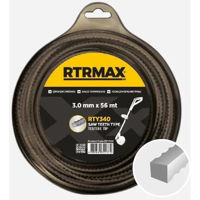 Леска для триммера RTRMAX RTY340 витое квадратное сечение 3.0мм/56м