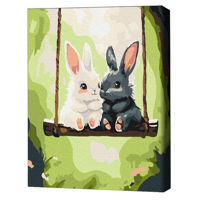 Картина по номерам BrushMe KBS0198FC 30x40 сm (fără cutie) Iepurașii pe leagăn
