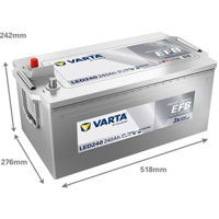 Автомобильный аккумулятор Varta 240AH 1200A(EN) клемы 3 (518x276x242) TE 088 EFB (Prof DP) (932240120K312)