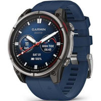 Смарт часы Garmin quatix® 8 47 mm, Sapphire AMOLED, Titanium bezel/Captain blue silicone band (010-02904-51)